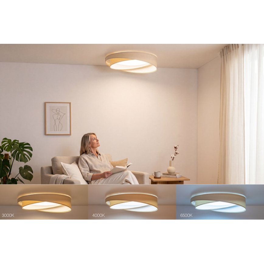 LED Димируемо таванно осветително тяло SMART GALAXY MODERN LED/24W/230V 3000-6500K Ø 55 cm кремаво/бяло + дистанционно управление
