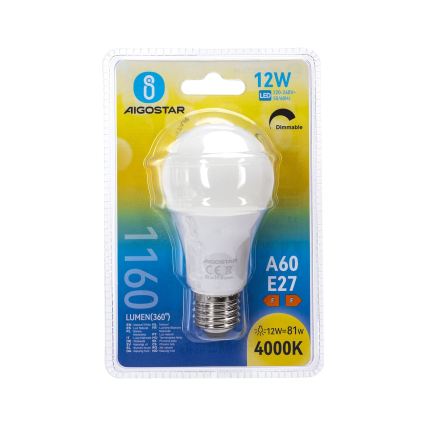 Димируема LED крушка A60 E27/12W/230V 4000K - Aigostar