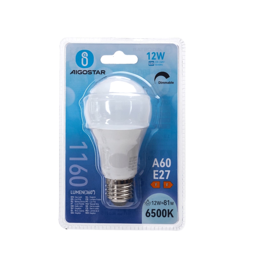 Димируема LED крушка A60 E27/12W/230V 6500K - Aigostar