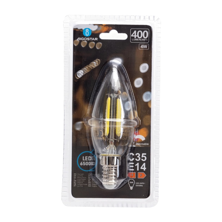 Димируема LED крушка FILAMENT C35 E14/4W/230V 6500K - Aigostar