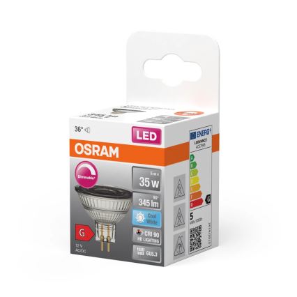 Димируема LED крушка MR16 GU5,3/5W/12V 4000K 36° CRI 90 - Osram