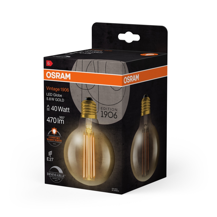 Димируема LED крушка VINTAGE FILAMENT E27/5,8W/230V 2200K - Osram