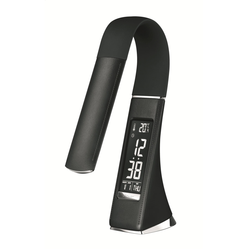 Сензорна димируема LED настолна лампа с дисплей, 10W/5V, черна