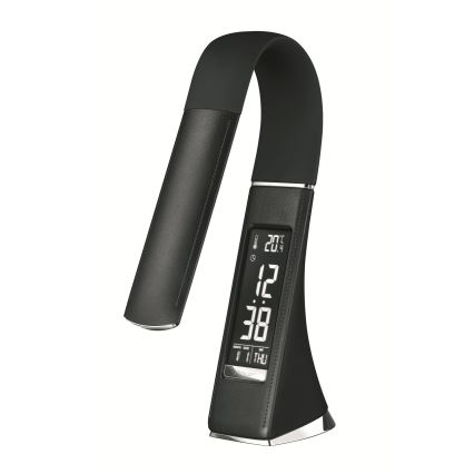 Сензорна димируема LED настолна лампа с дисплей, 10W/5V, черна
