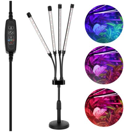 LED гъвкава настолна лампа с регулируема яркост за отглеждане на растения VITARO 4xLED/10W/230V черна