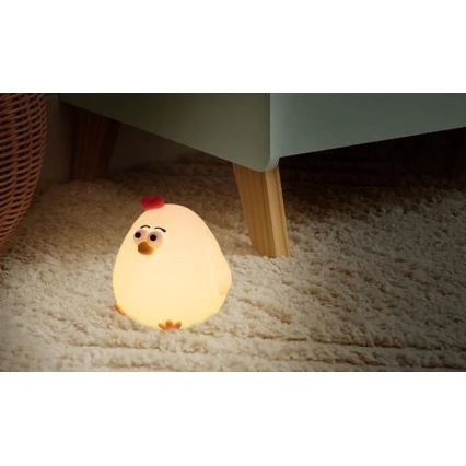 LED димируема презареждаема детска нощна лампа LED/1W/5V 3000K 800 mAh пиленце