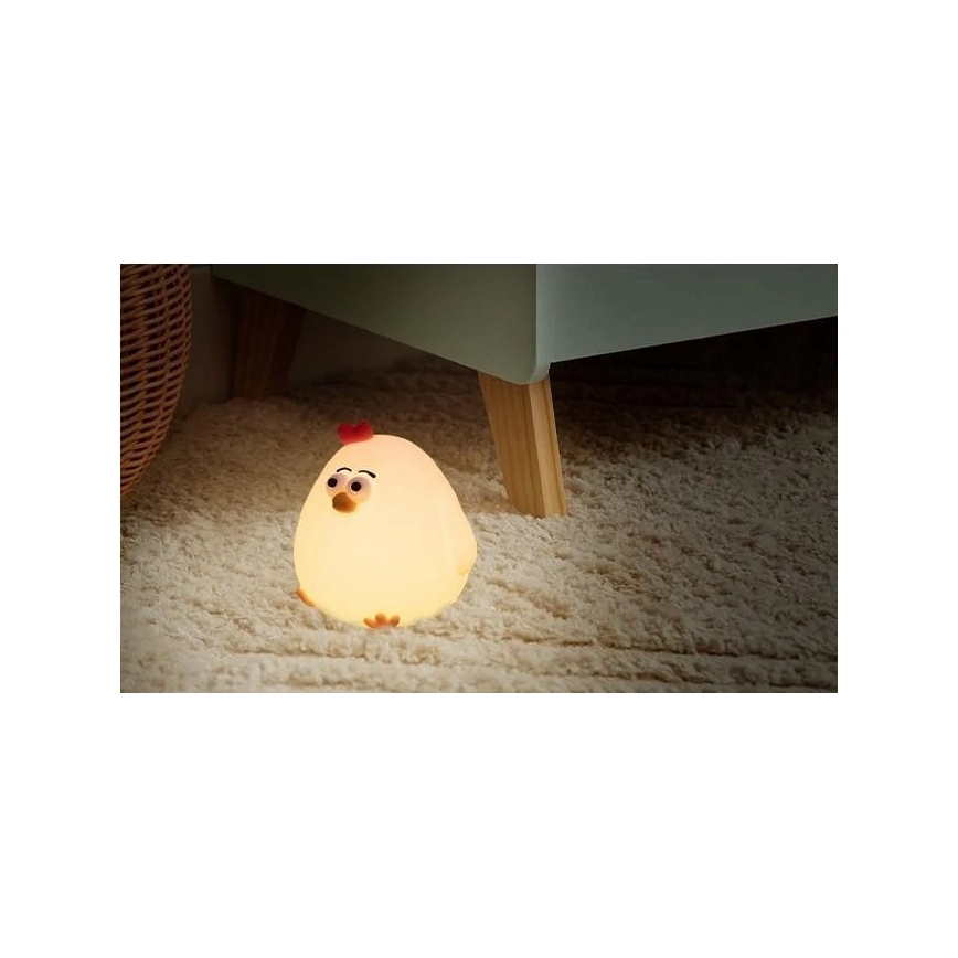 LED димируема презареждаема детска нощна лампа LED/1W/5V 3000K 800 mAh пиленце