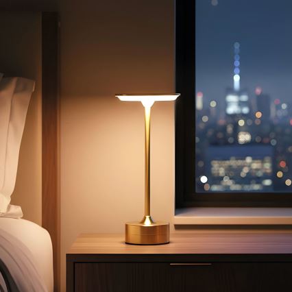 Димируема презареждаема LED настолна лампа NEW YORK LED/1,8W/5V 2700K/4000K/6500K 1200 mAh златна