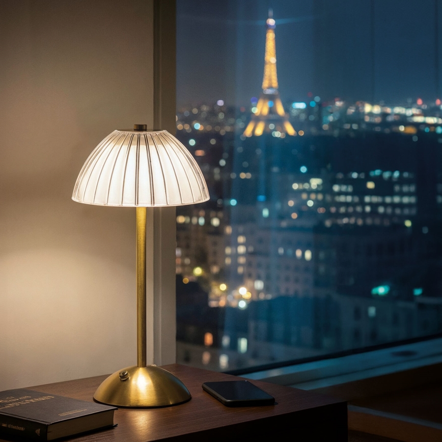 Димируема презареждаема настолна LED лампа PARIS LED/2W/5V 2700K/4000K/6500K 800 mAh, златна
