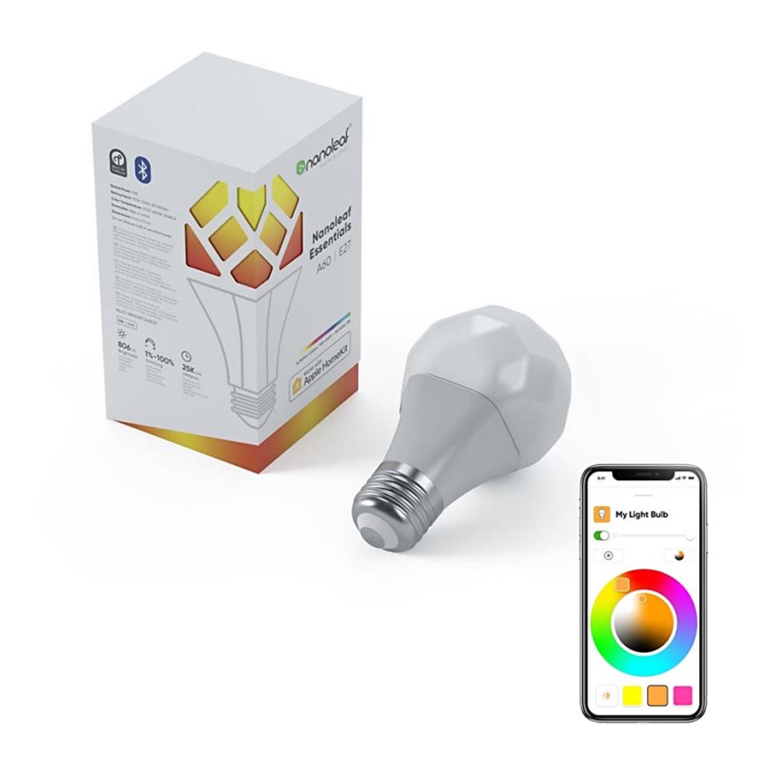 Димируема RGB LED крушка ESSENTIALS A19 E27/8W/230V 2700-6500K - Nanoleaf