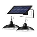 Димируема соларна LED висяща лампа на кабел със сензор 2xLED/1,8W/3,7V IP44 6500K 2400 mAh + дистанционно управление