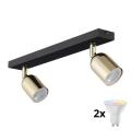 Димируемо LED RGBW точково осветително тяло TOP 2xGU10/6,5W/230V 2700-6500K черно/златно