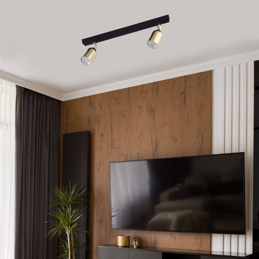 Димируемо LED RGBW точково осветително тяло TOP 2xGU10/6,5W/230V 2700-6500K черно/златно