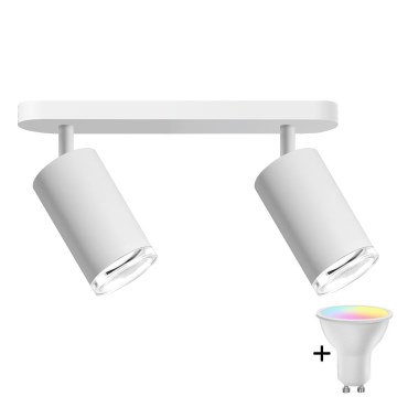 Димируемо LED RGBW точково осветително тяло за баня TURYN 2xGU10/6,5W/230V 2700-6500K Wi-Fi IP44 бяло