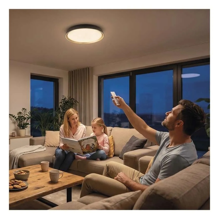 LED димируемо таванно осветително тяло ILVI LED/30W/230V 2700-6500K Ø 40 см, черно/месинг + дистанционно управление