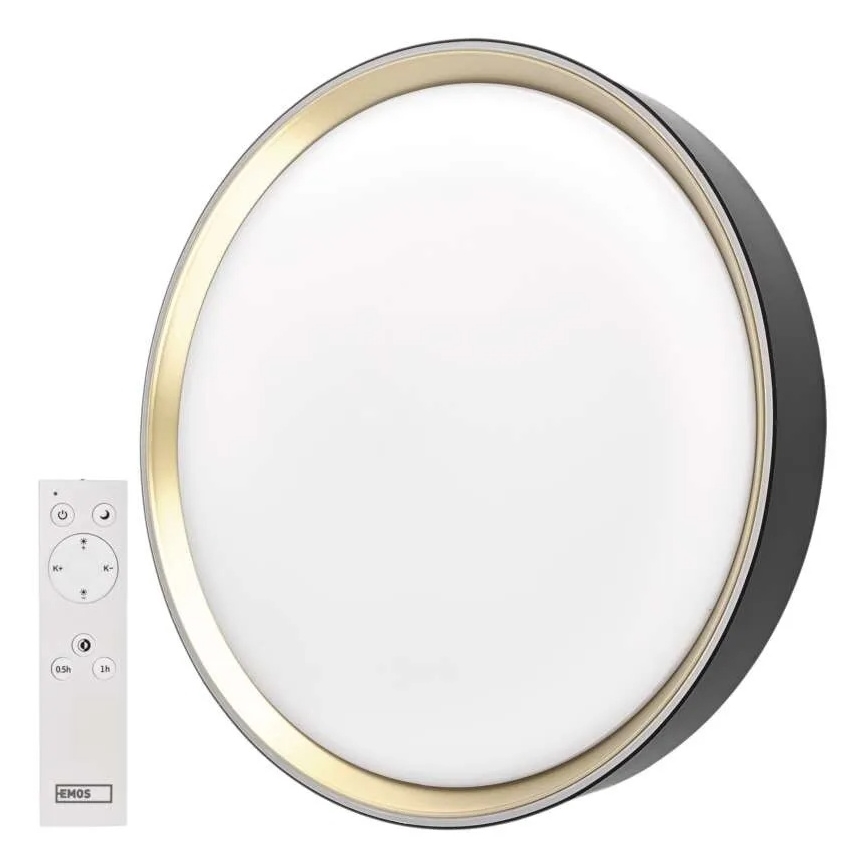 LED димируемо таванно осветително тяло ILVI LED/30W/230V 2700-6500K Ø 40 см, черно/месинг + дистанционно управление