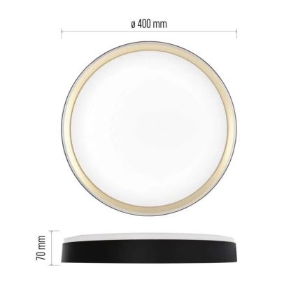 LED димируемо таванно осветително тяло ILVI LED/30W/230V 2700-6500K Ø 40 см, черно/месинг + дистанционно управление