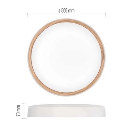 LED димируемо таванно осветително тяло ILVI LED/45W/230V 2700-6500K Ø 50 см бяло/бежово + дистанционно управление