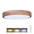 Димируемо LED таванно осветително тяло IRON OAK LED/48W/230V 3000-6500K дъб Ø 40 см + дистанционно управление