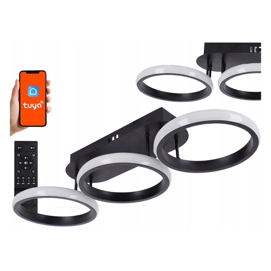 Димируемо LED таванно осветително тяло LED/30W/230V 3000-6500K черно Wi-Fi Tuya + дистанционно управление