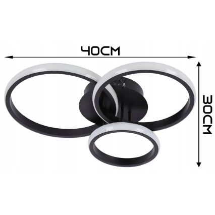 LED димируемо таванно осветително тяло LED/70W/230V 3000-6500K черно + дистанционно управление