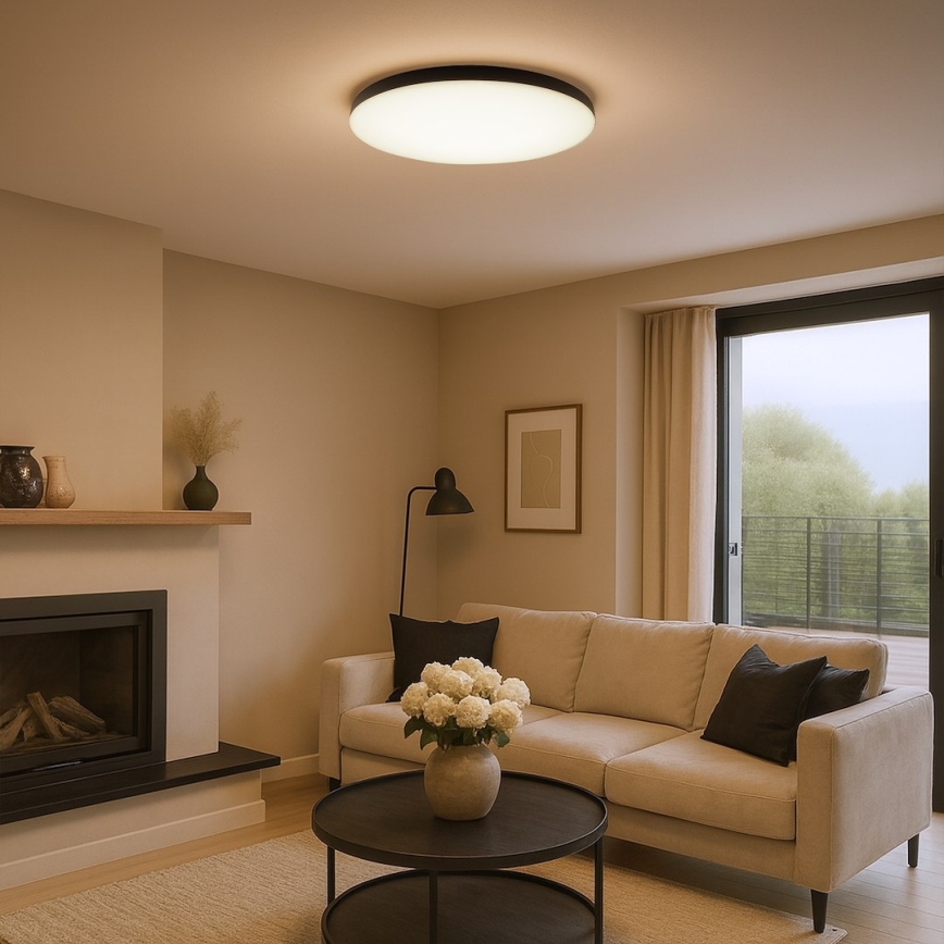 Димируема LED таванна лампа SIENA LED/80W/230V 3000-6000K Ø 75 см черна + дистанционно управление