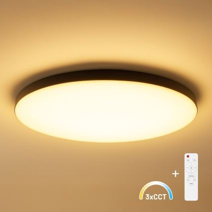 Димируема LED таванна лампа SIENA LED/80W/230V 3000-6000K Ø 75 см черна + дистанционно управление