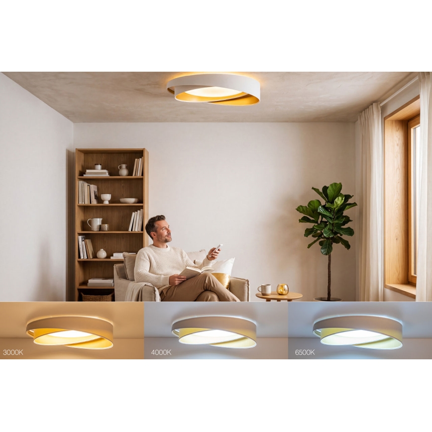 Димируемо LED таванно осветително тяло SMART GALAXY MODERN LED/24W/230V 3000–6500K Ø 55 см бяло/златно + дистанционно управление
