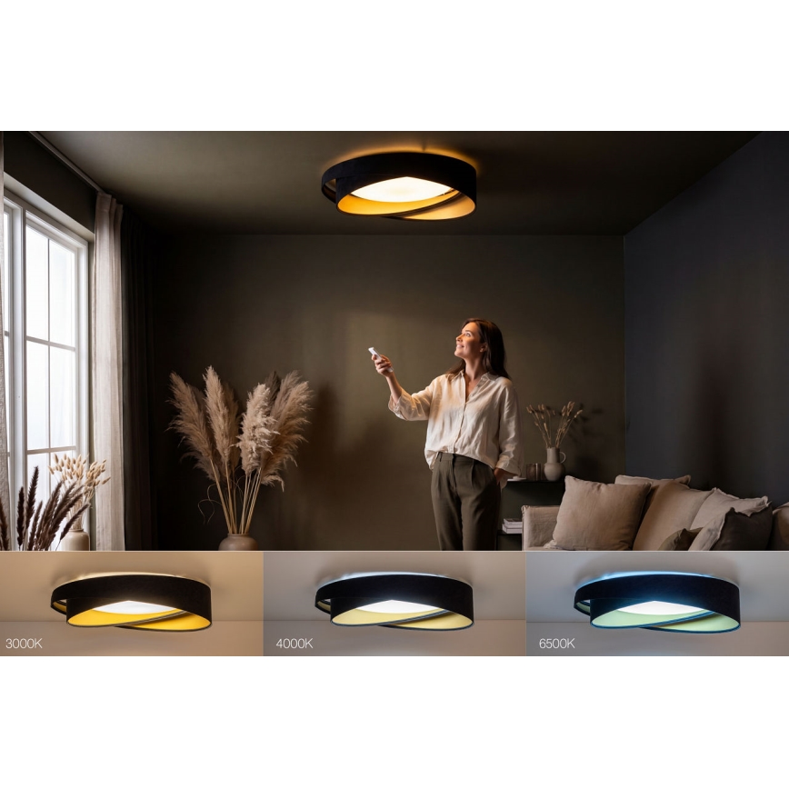 LED димируемо таванно осветително тяло SMART GALAXY MODERN LED/24W/230V 3000-6500K Ø 55 см черно/златисто + дистанционно управление