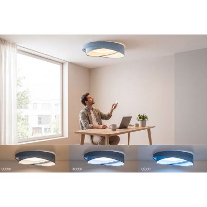 LED димируемо таванно осветително тяло SMART GALAXY MODERN LED/24W/230V 3000–6500K диаметър 55 см, синьо + дистанционно управление