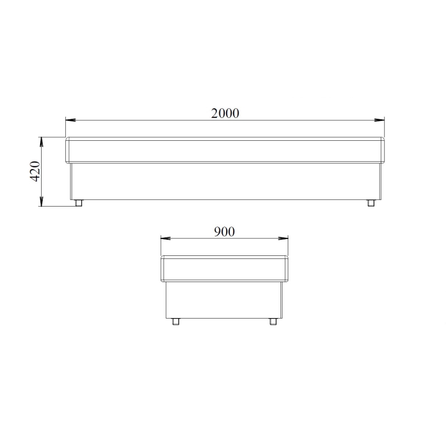 Дневно легло NOE 90x200 с пружинен матрак и вместително място за съхранение, сиво/черно