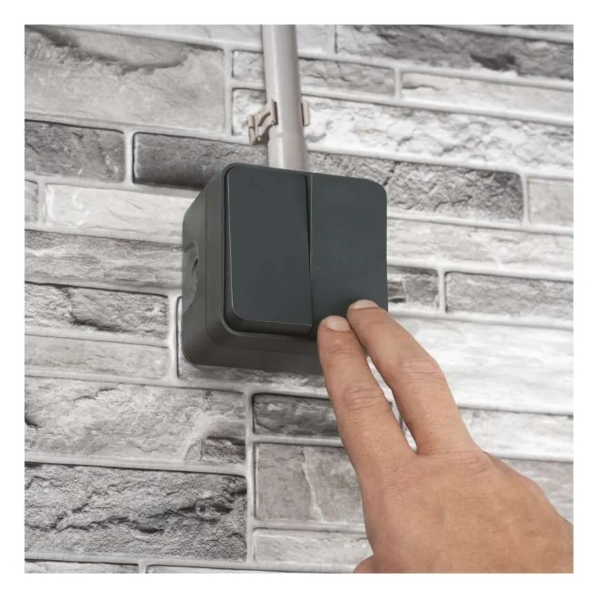 Домашен 2-клавишен превключвател, алтернативен, № 6+6, IP55, антрацит