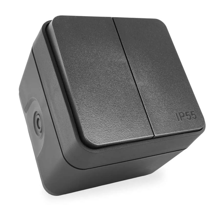 Домашен 2-клавишен превключвател, алтернативен, № 6+6, IP55, антрацит