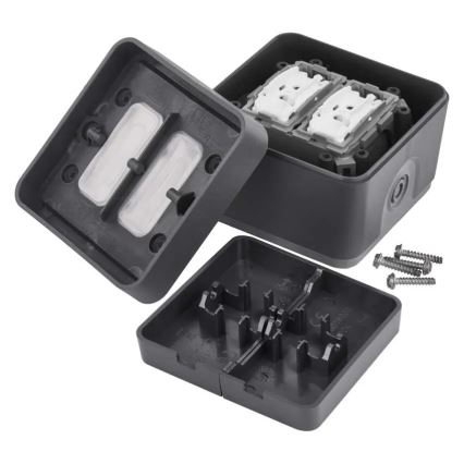 Домашен 2-клавишен превключвател, алтернативен, № 6+6, IP55, антрацит