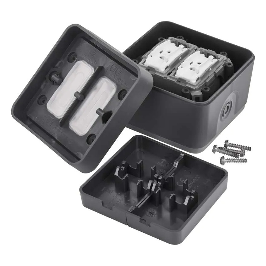 Домашен 2-клавишен превключвател, алтернативен, № 6+6, IP55, антрацит