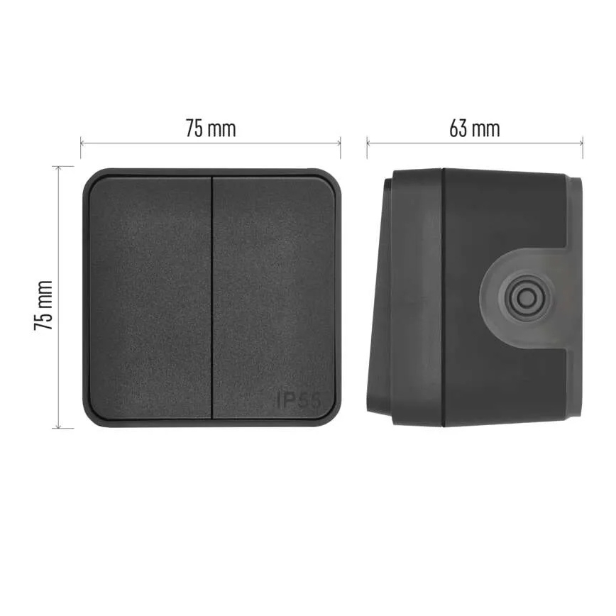 Домашен 2-клавишен превключвател, алтернативен, № 6+6, IP55, антрацит