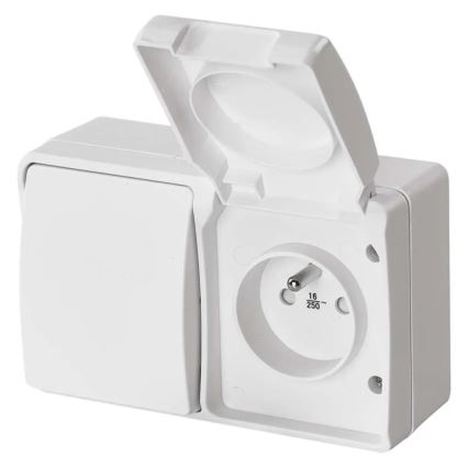 Домашен превключвател променлив ток № 6 с контакт 250V/16A IP44 бял