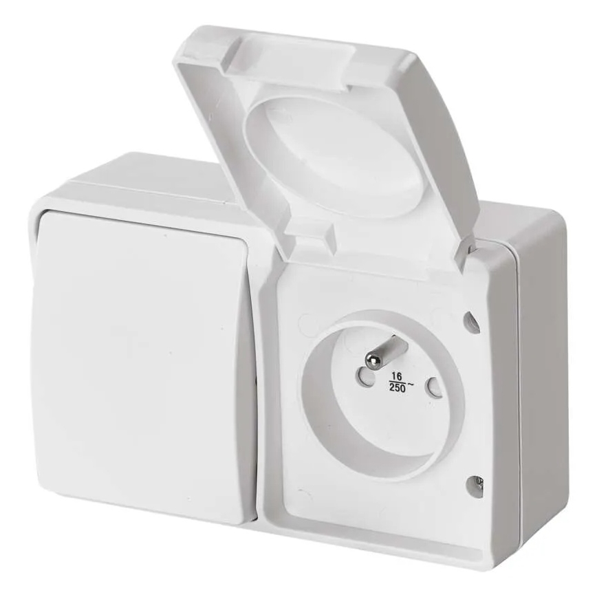 Домашен превключвател променлив ток № 6 с контакт 250V/16A IP44 бял