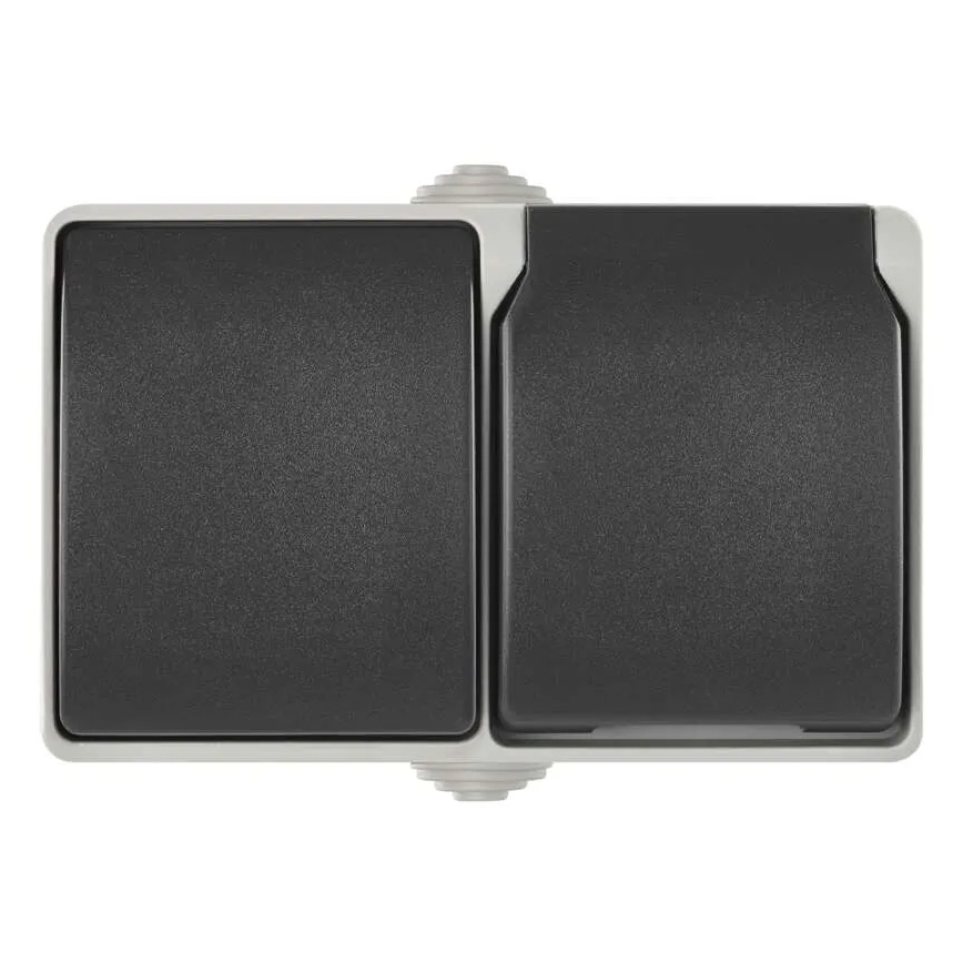 Домашен превключвател променлив ток № 6 с контакт 250V/16A IP44 сив