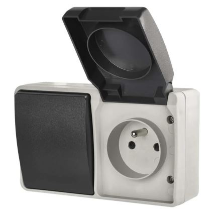 Домашен превключвател редуване на номер 6 с букса 250V/16A IP44 сив