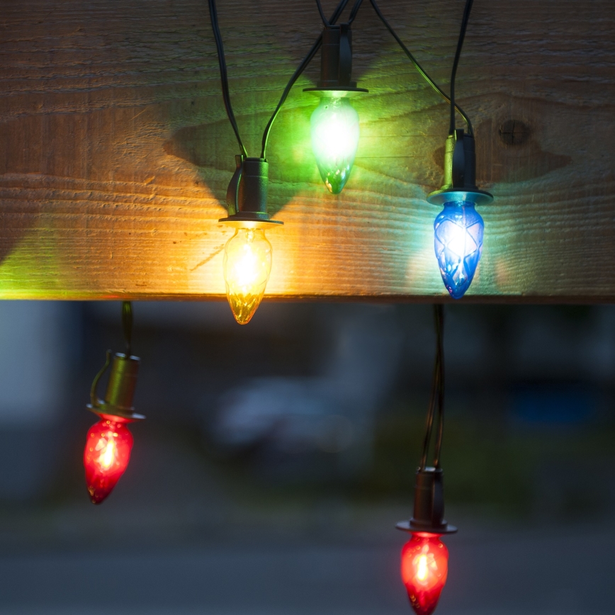 Допълнителен LED външен гирлянд CONE FILAMENT 20xE10 14m цветен/топло бял IP44, Произведено в Чехия