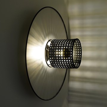 Duolla - Аплик TOKYO RATTAN 1xE27/15W/230V Ø 50 см сребрист/черен