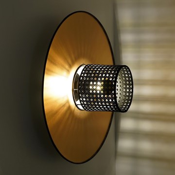 Duolla - Аплик TOKYO RATTAN 1xE27/15W/230V Ø 50 см златист/черен