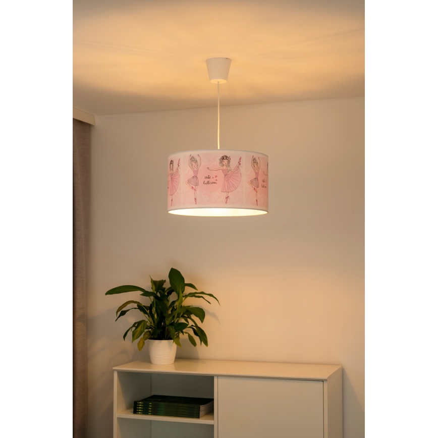 Duolla - Детски пендел PRINT M 1xE27/40W/230V Ø 35 см балерини
