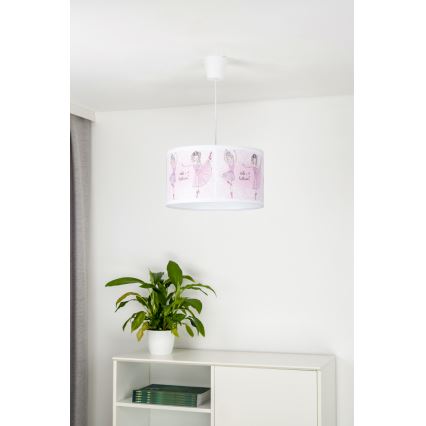 Duolla - Детски пендел PRINT M 1xE27/40W/230V Ø 35 см балерини