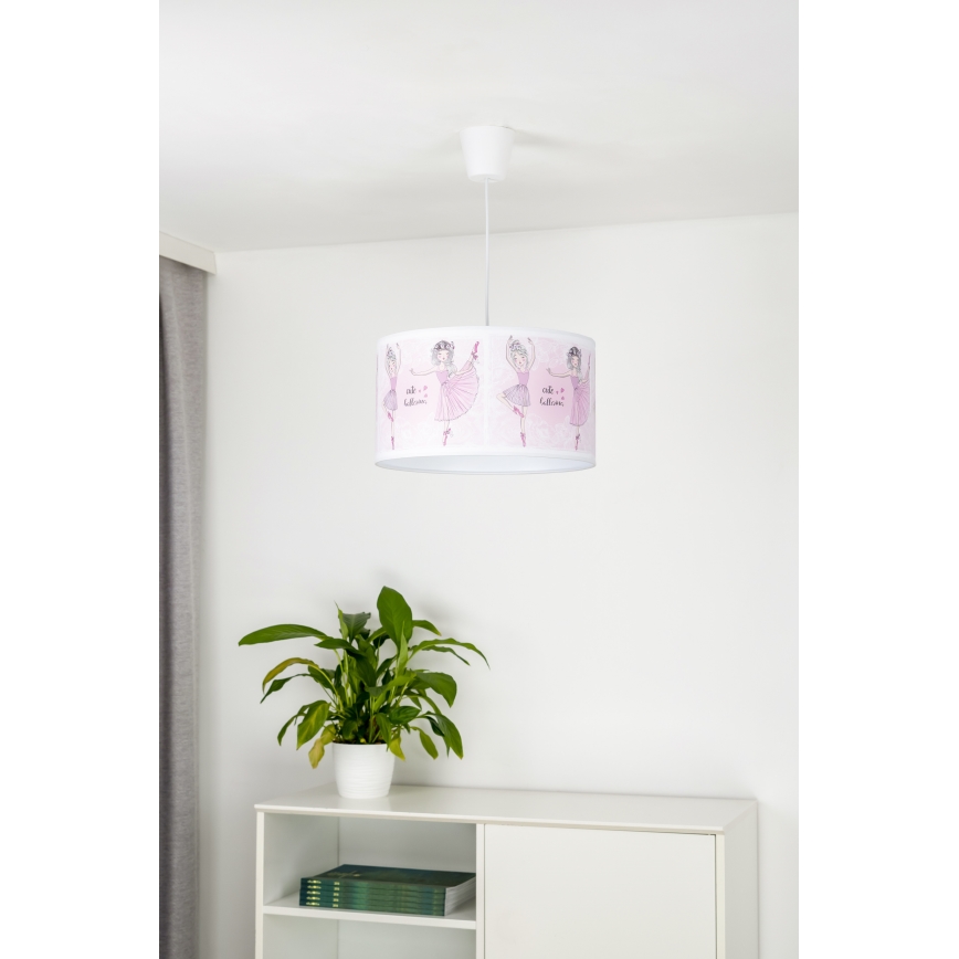 Duolla - Детски пендел PRINT M 1xE27/40W/230V Ø 35 см балерини