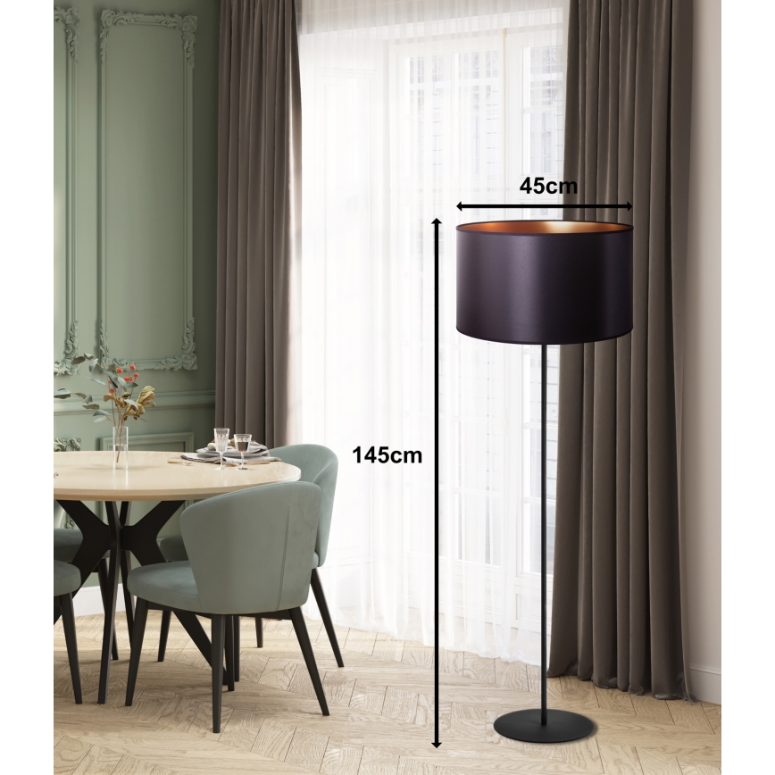 Duolla - Лампион CANNES 1xE27/15W/230V Ø 45 см черен/меден