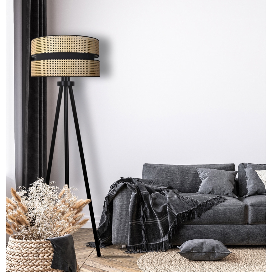 Duolla - Лампион DUO 1xE27/15W/230V Ø 40 см ратан/черен