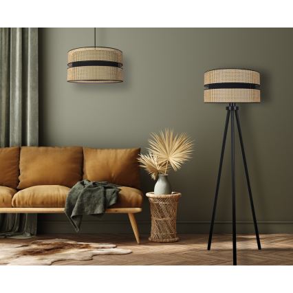 Duolla - Лампион DUO 1xE27/15W/230V Ø 40 см ратан/черен