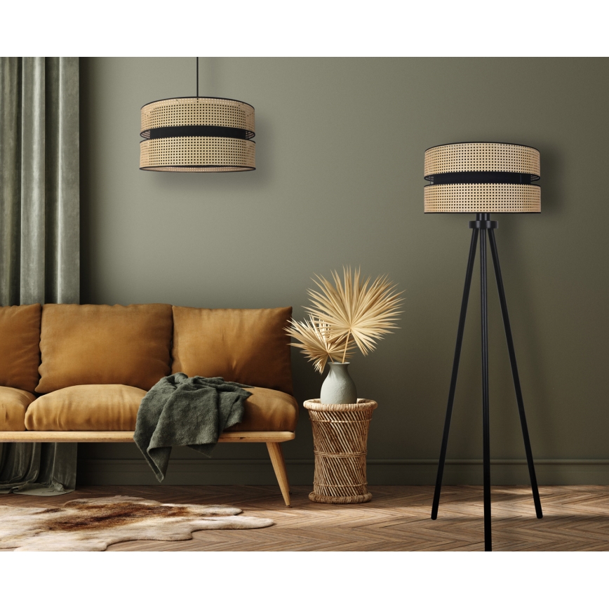 Duolla - Лампион DUO 1xE27/15W/230V Ø 40 см ратан/черен